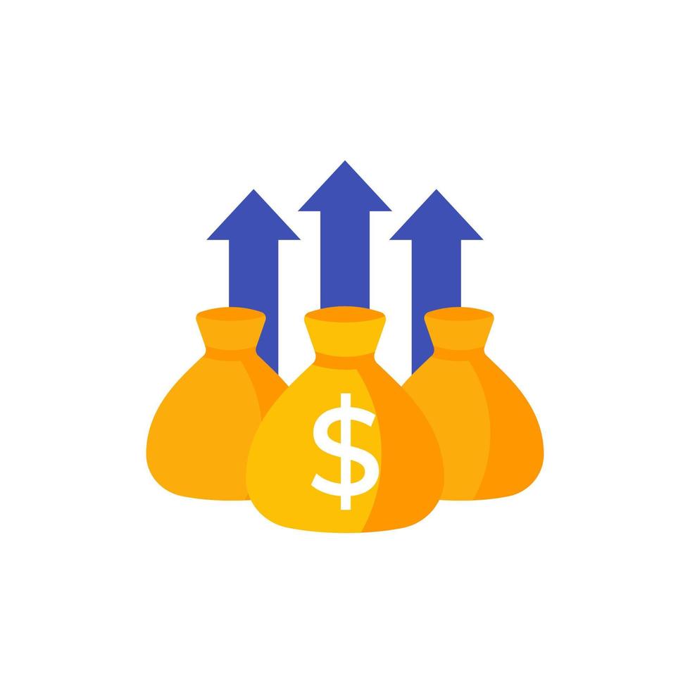 wealth growth, fund increase icon on white vector