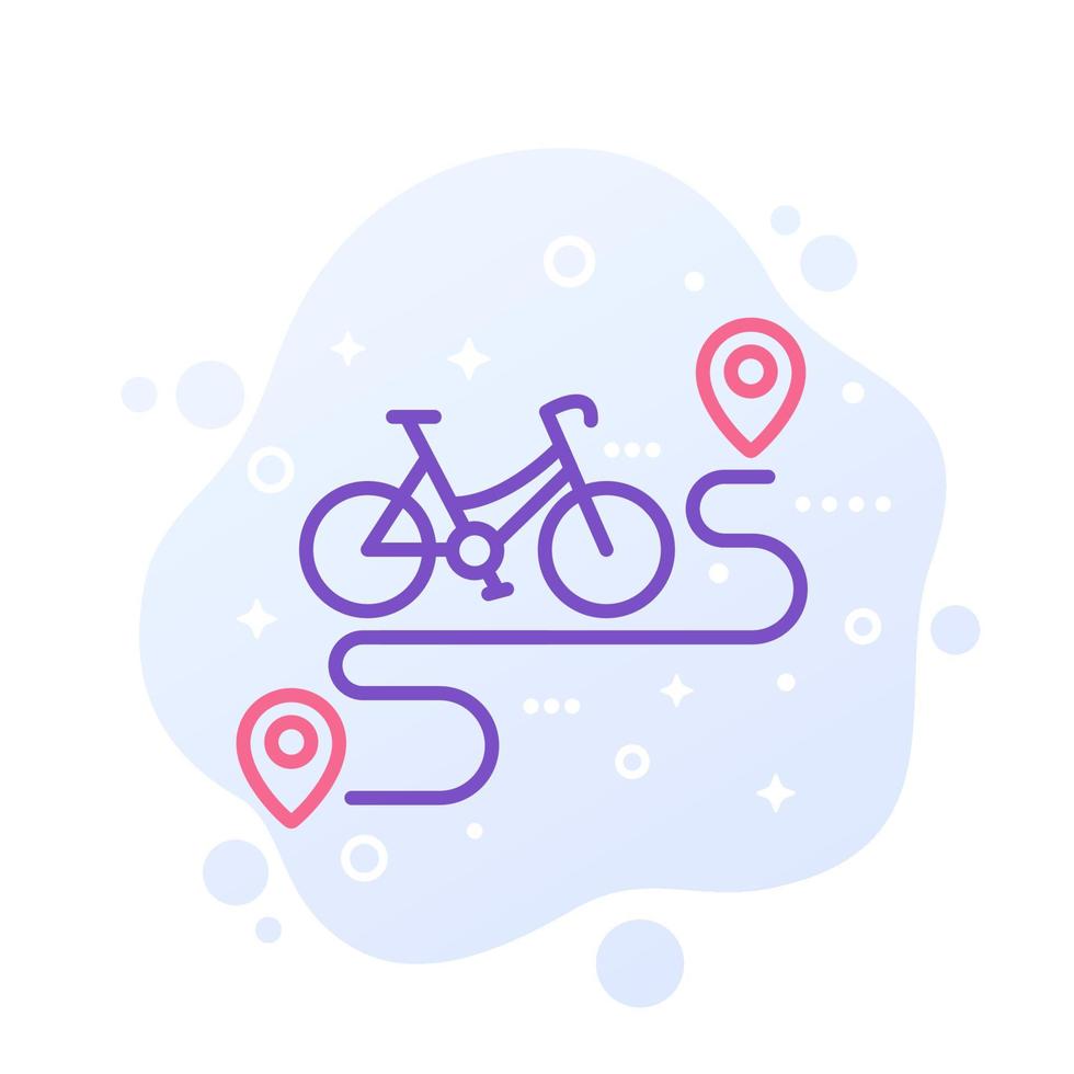 bike and route vector line icon