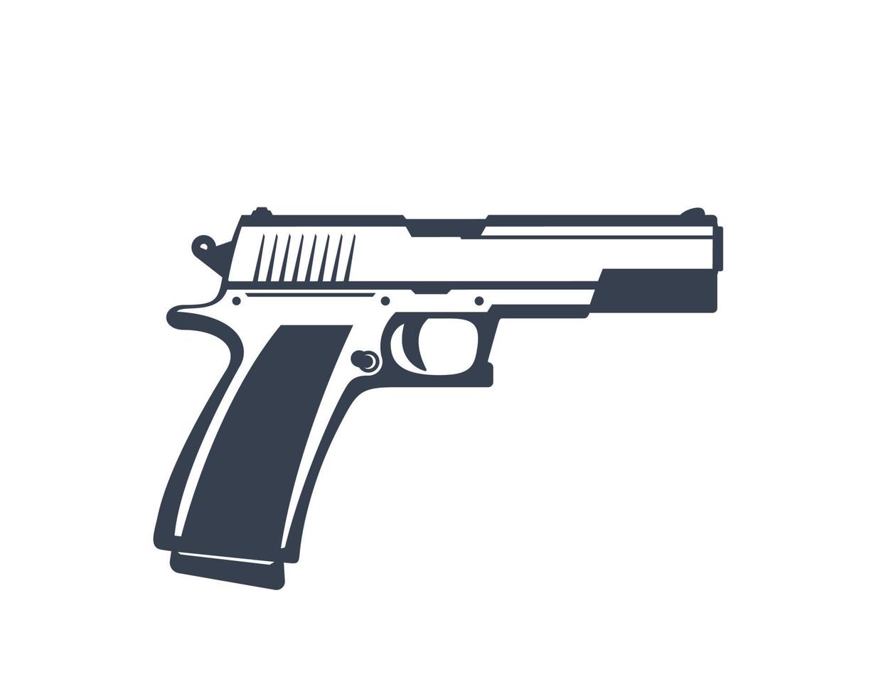 Pistola semiautomática, pistola aislado en blanco vector