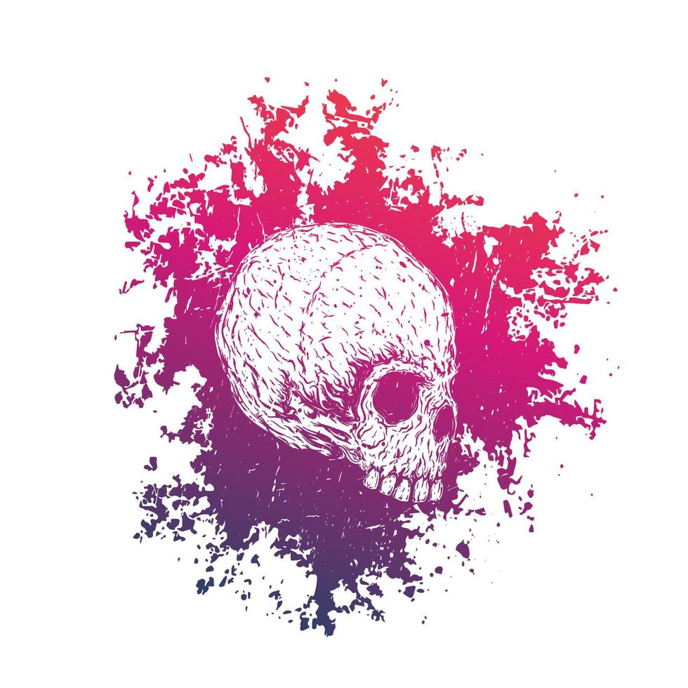 t-shirt print with skull on white vector