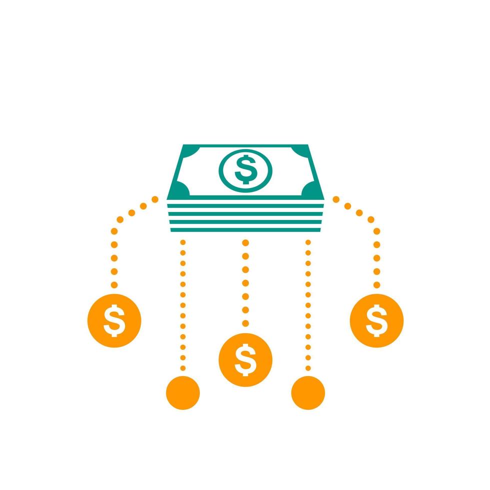 Financial assets diversification, interest return, income, investments icon vector