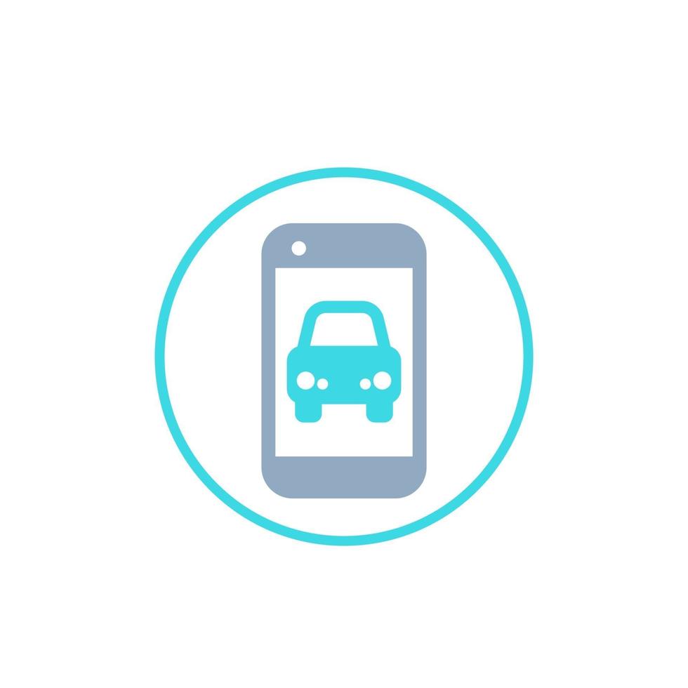 carsharing app vector icon with phone and car on screen