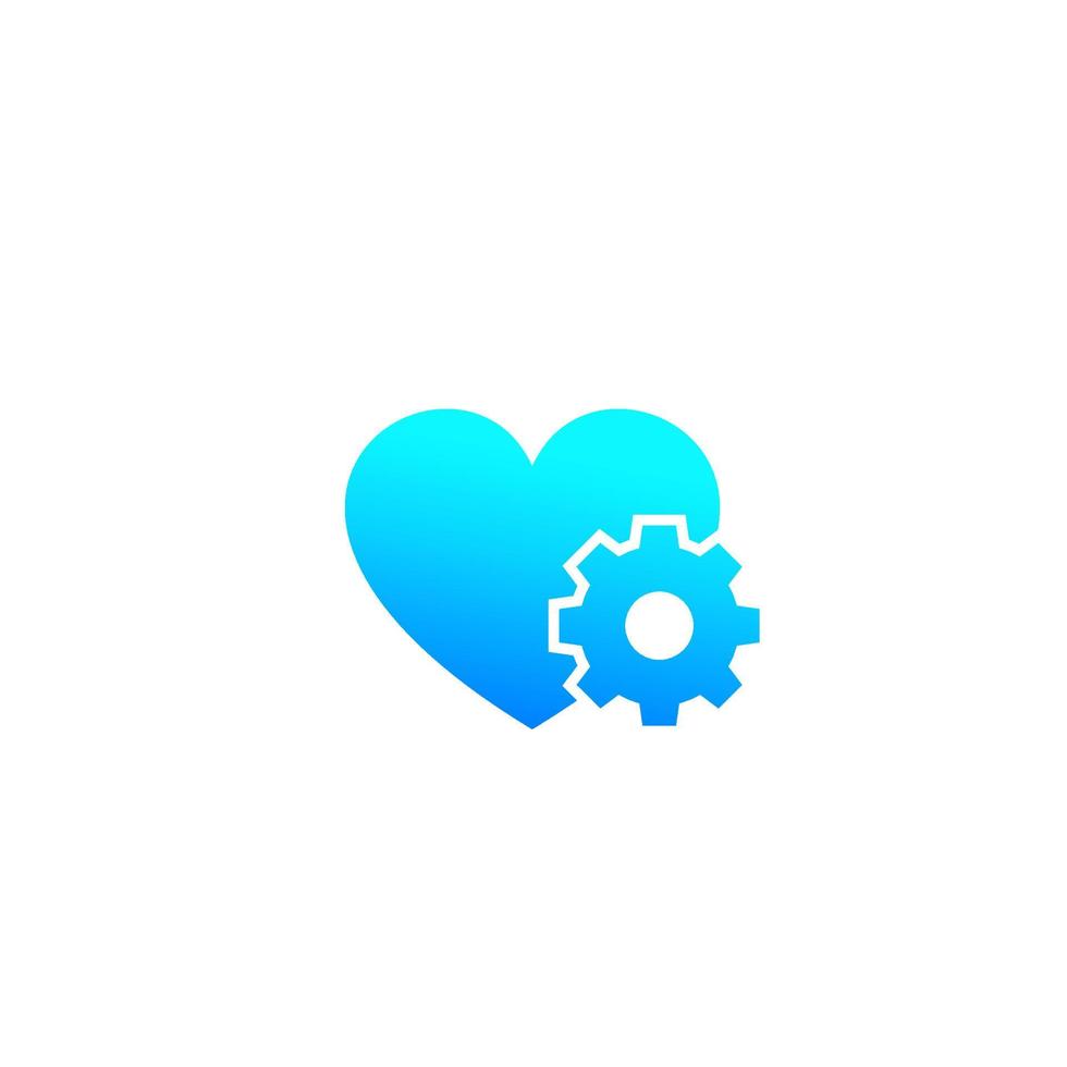 biotechnology vector icon with heart and gear