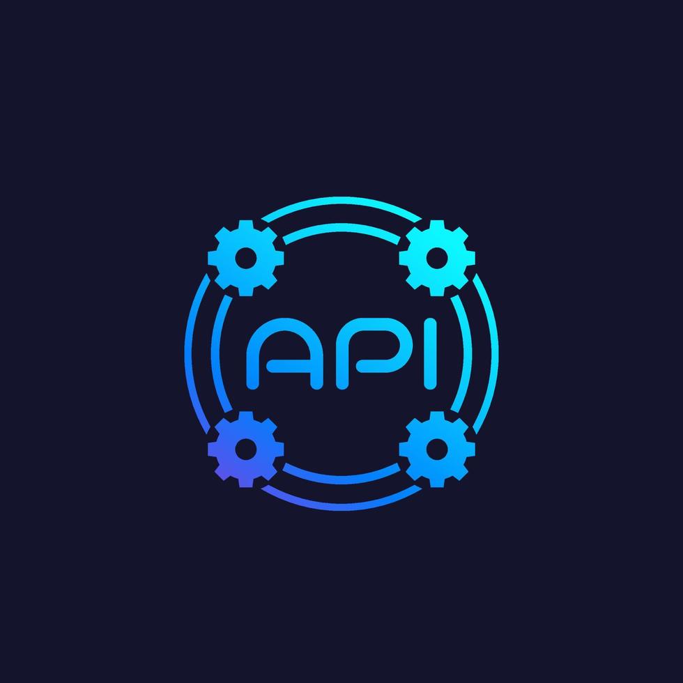 icono de vector de api, interfaz de programación de aplicaciones, integración de software