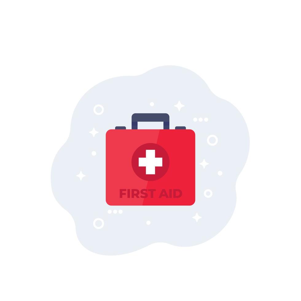 First aid kit, medical box vector icon