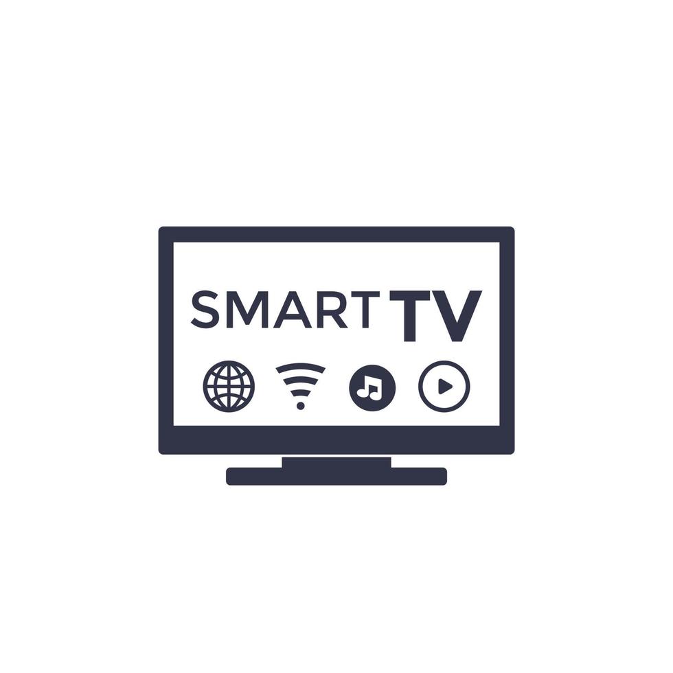 icono de smart tv en blanco vector