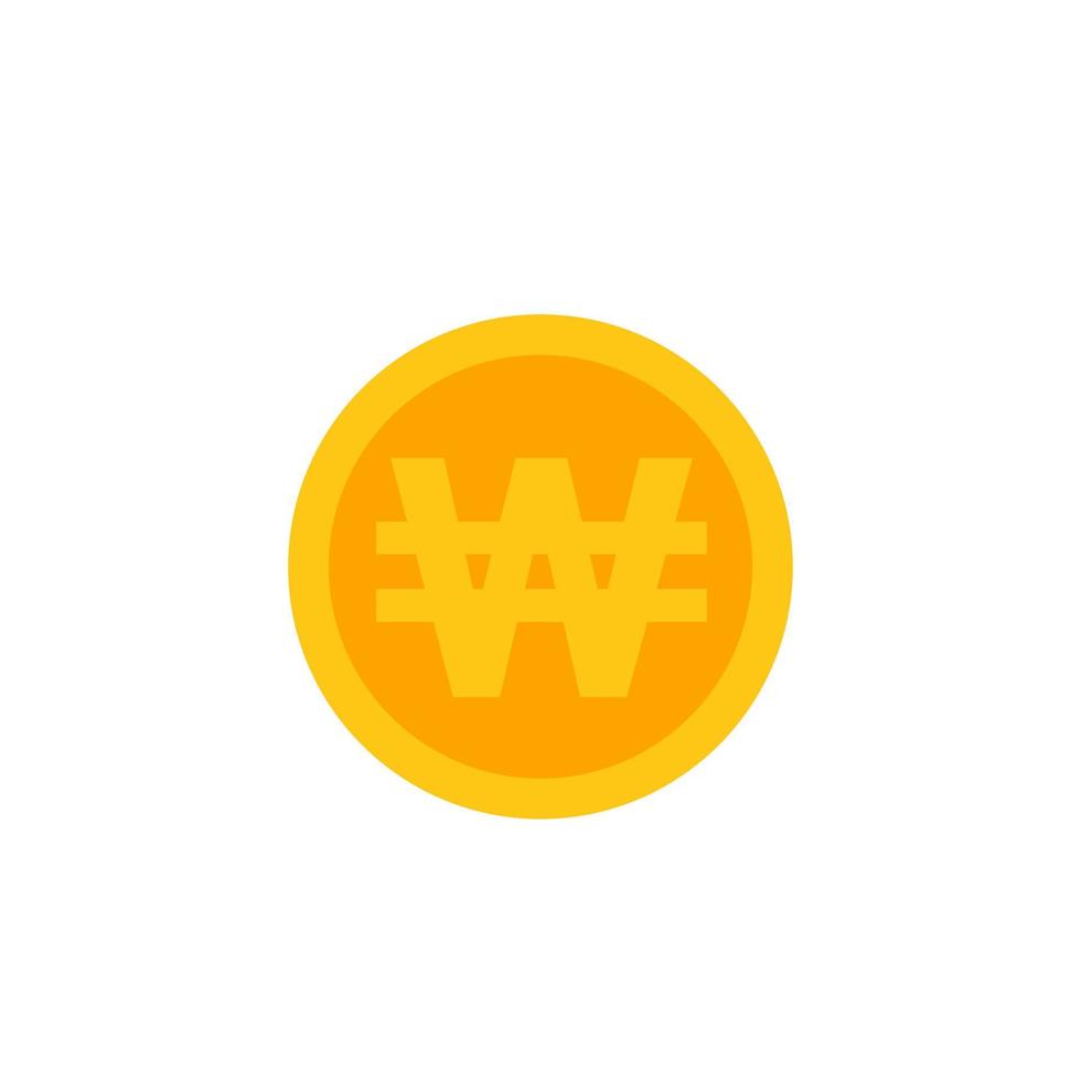 Won coin vector icon, korean currency