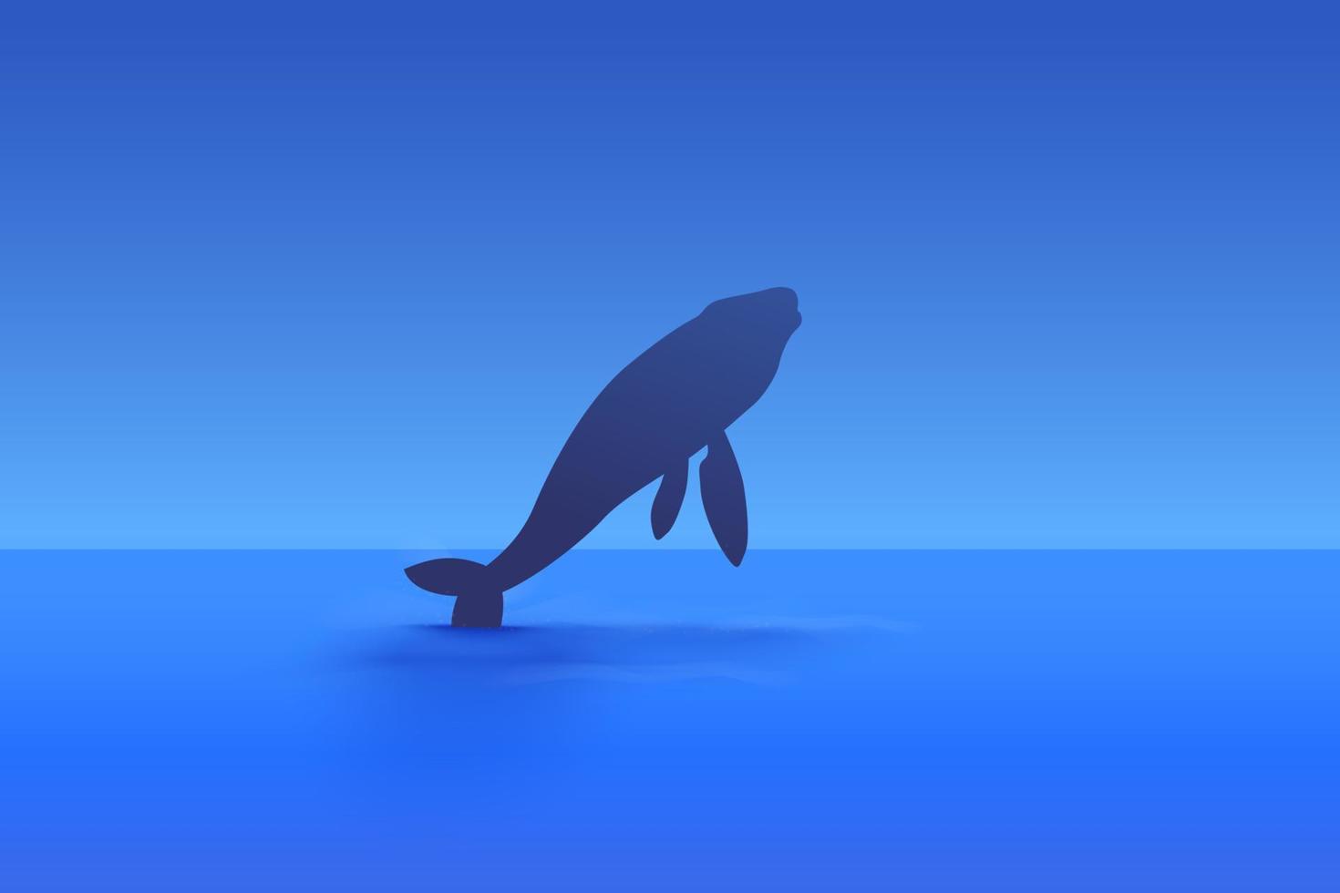 humpback whale jumping out of water vector