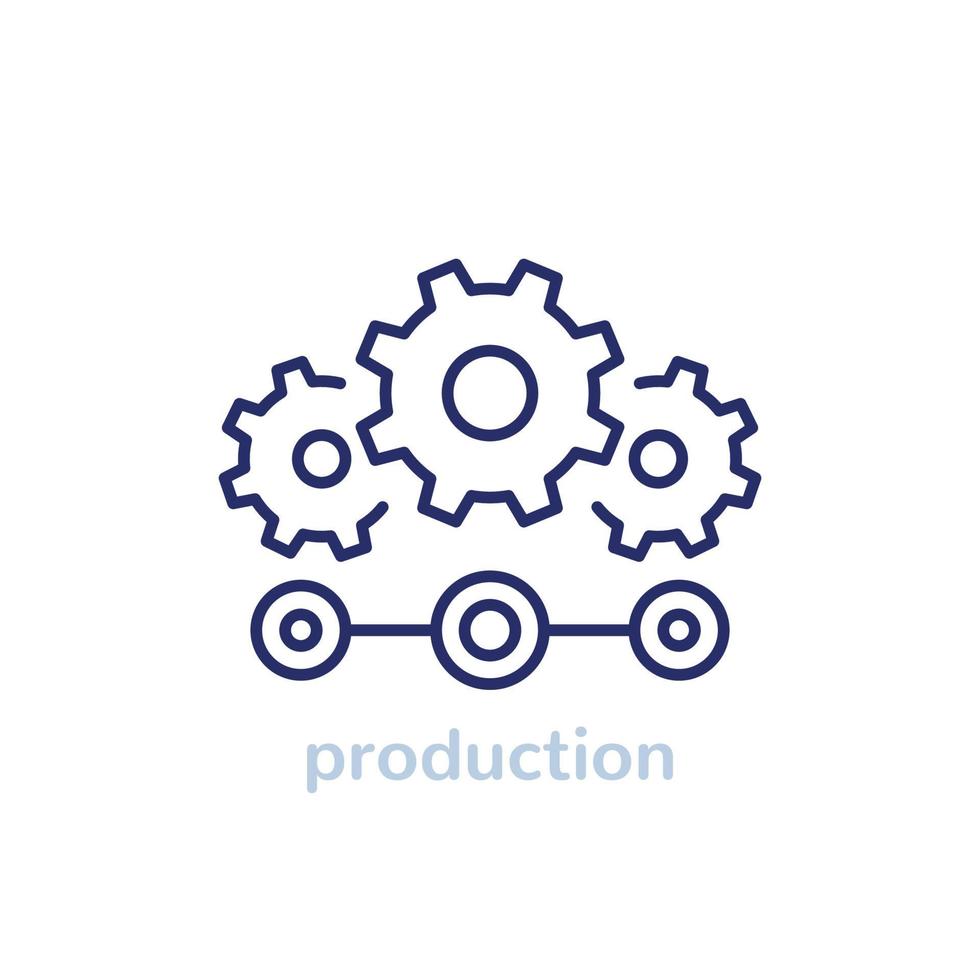 production process line icon with gears vector
