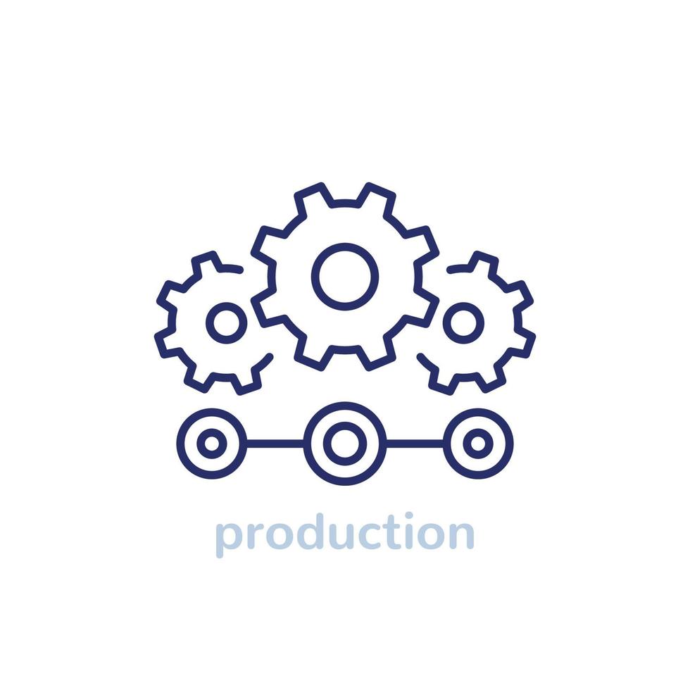 production process line icon with gears vector