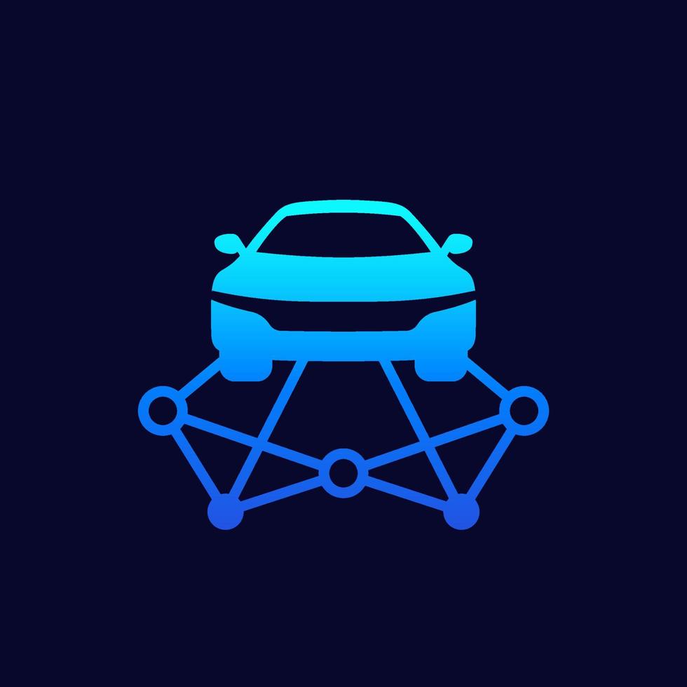 icono de carsharing con coche y rutas. vector