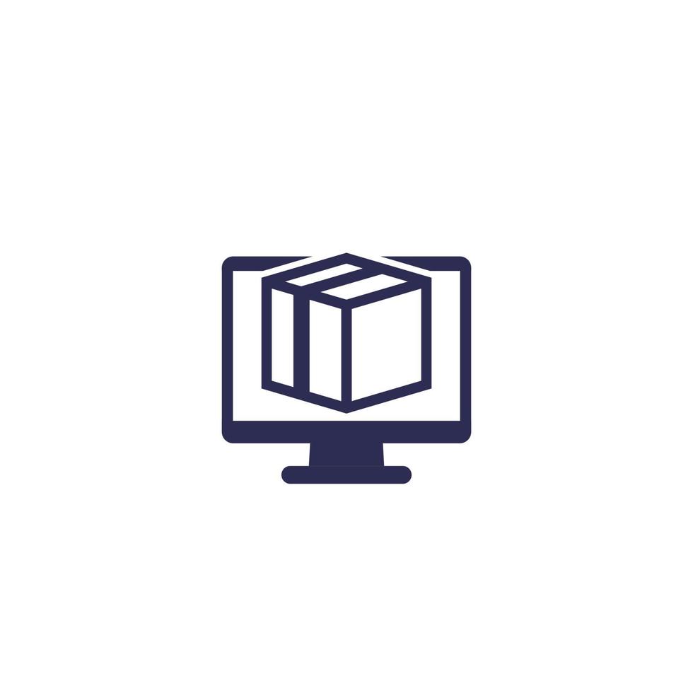 parcel on computer screen icon vector