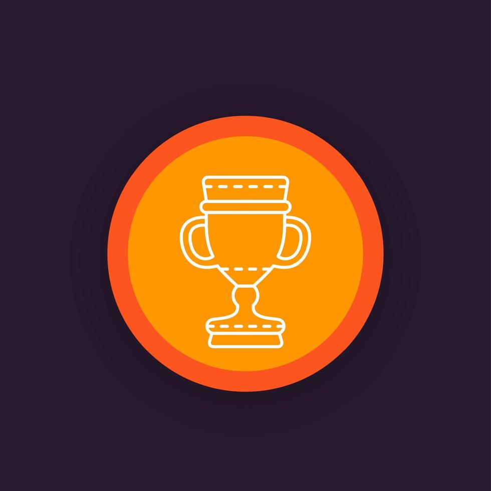 trophy cup, winner goblet, reward, success, victory, award linear icon vector