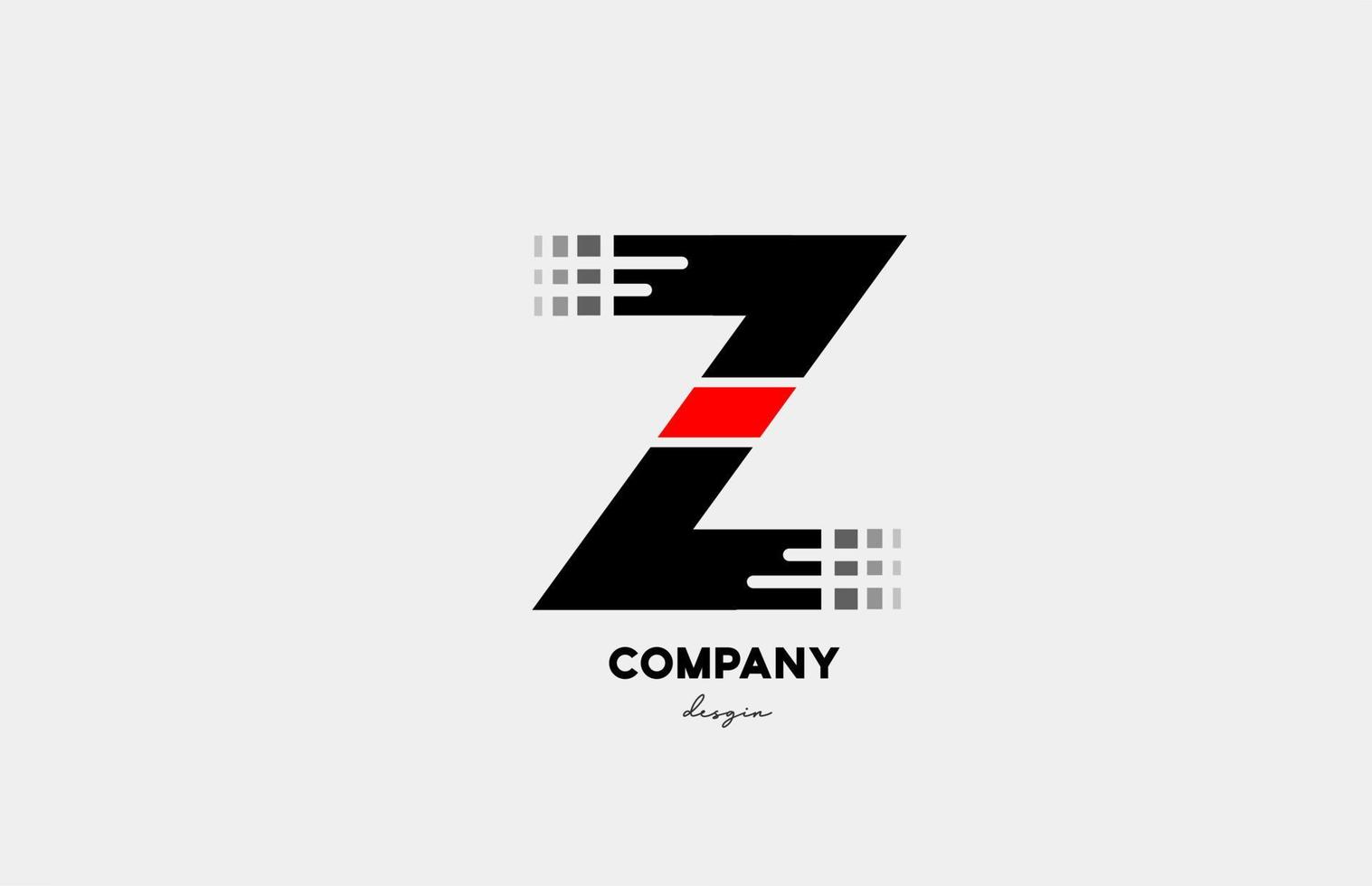 Diseño de icono de logotipo de letra del alfabeto z negro rojo para negocios y empresa vector