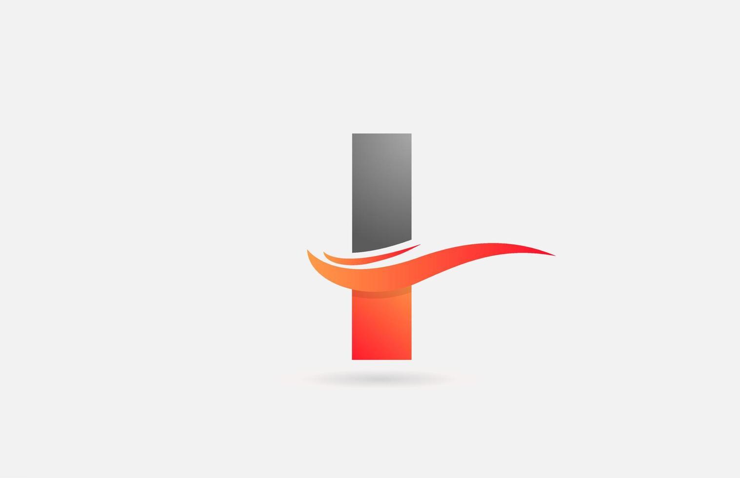 Icono de logotipo de letra del alfabeto i gris naranja para negocios y empresa con diseño de swoosh vector