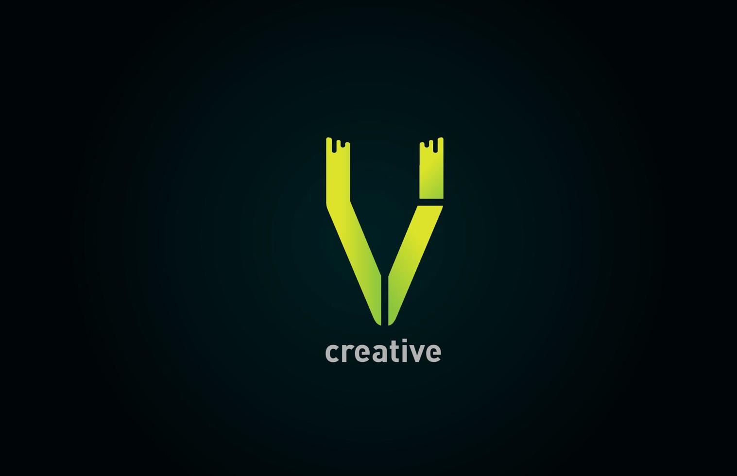 Creative v verde letra del alfabeto diseño de icono de logotipo para empresa y negocio vector