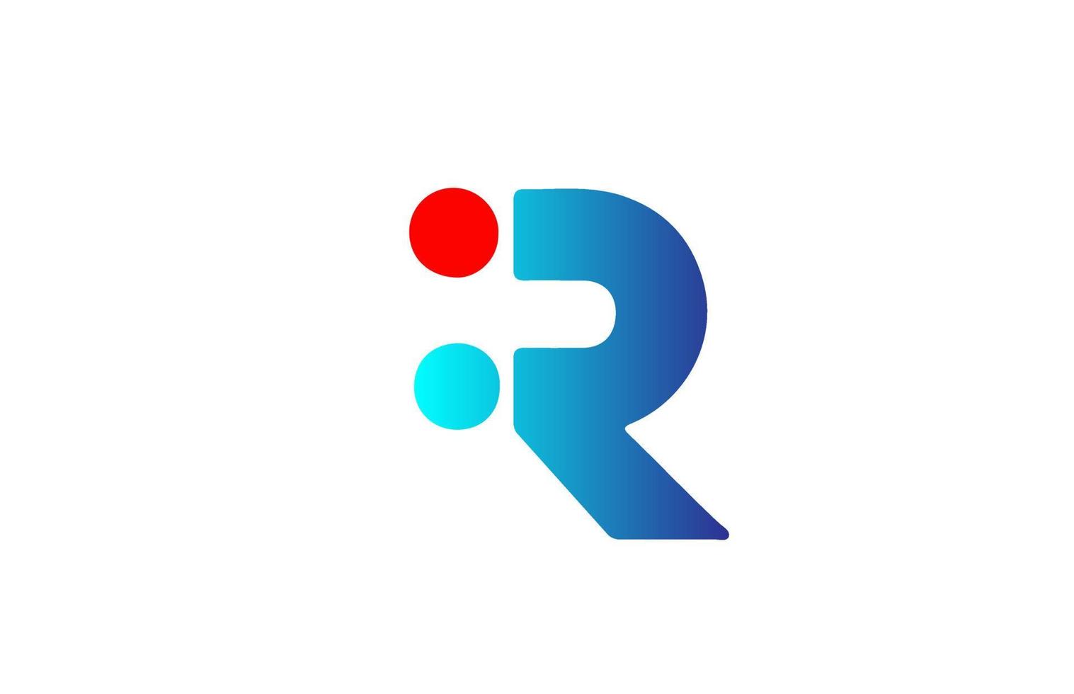 R icono de logotipo de letra del alfabeto rojo azul. diseño degradado para la identidad empresarial y empresarial. vector