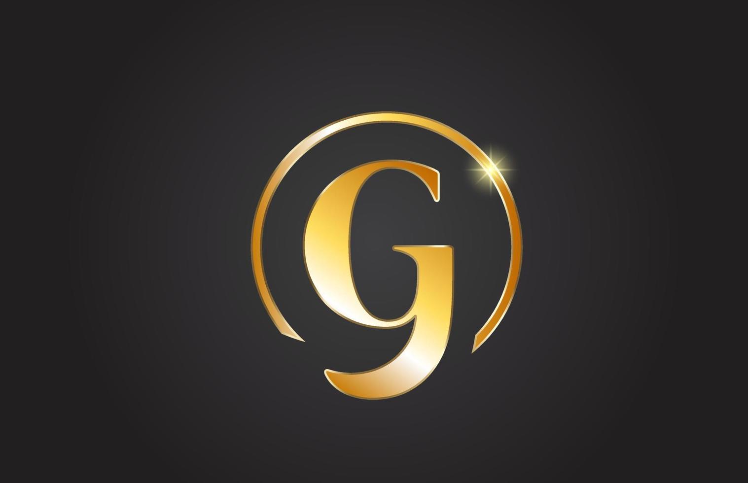 Golden g alfabeto letra logo icono en color amarillo y negro. diseño de círculo dorado simple y creativo para negocios y empresa vector