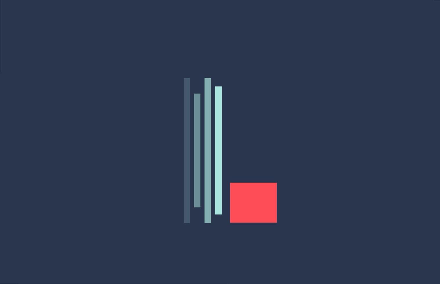 L icono de logotipo de letra del alfabeto azul rojo para empresa y negocio con diseño de línea vector