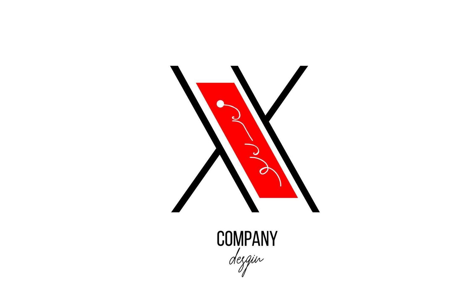 Alfabeto del logotipo de la letra x con el icono del diseño floral vintage en rojo blanco negro para la empresa y el negocio vector