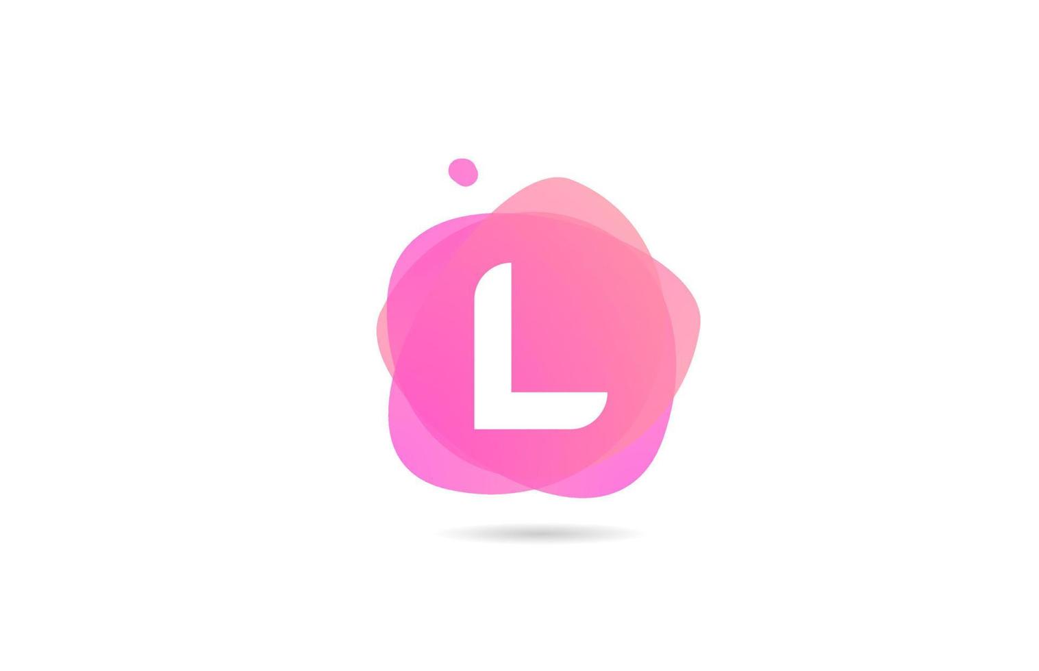 Logotipo de la letra del alfabeto l rosa blanco para empresa y negocio con diseño degradado. plantilla pastel para identidad corporativa vector