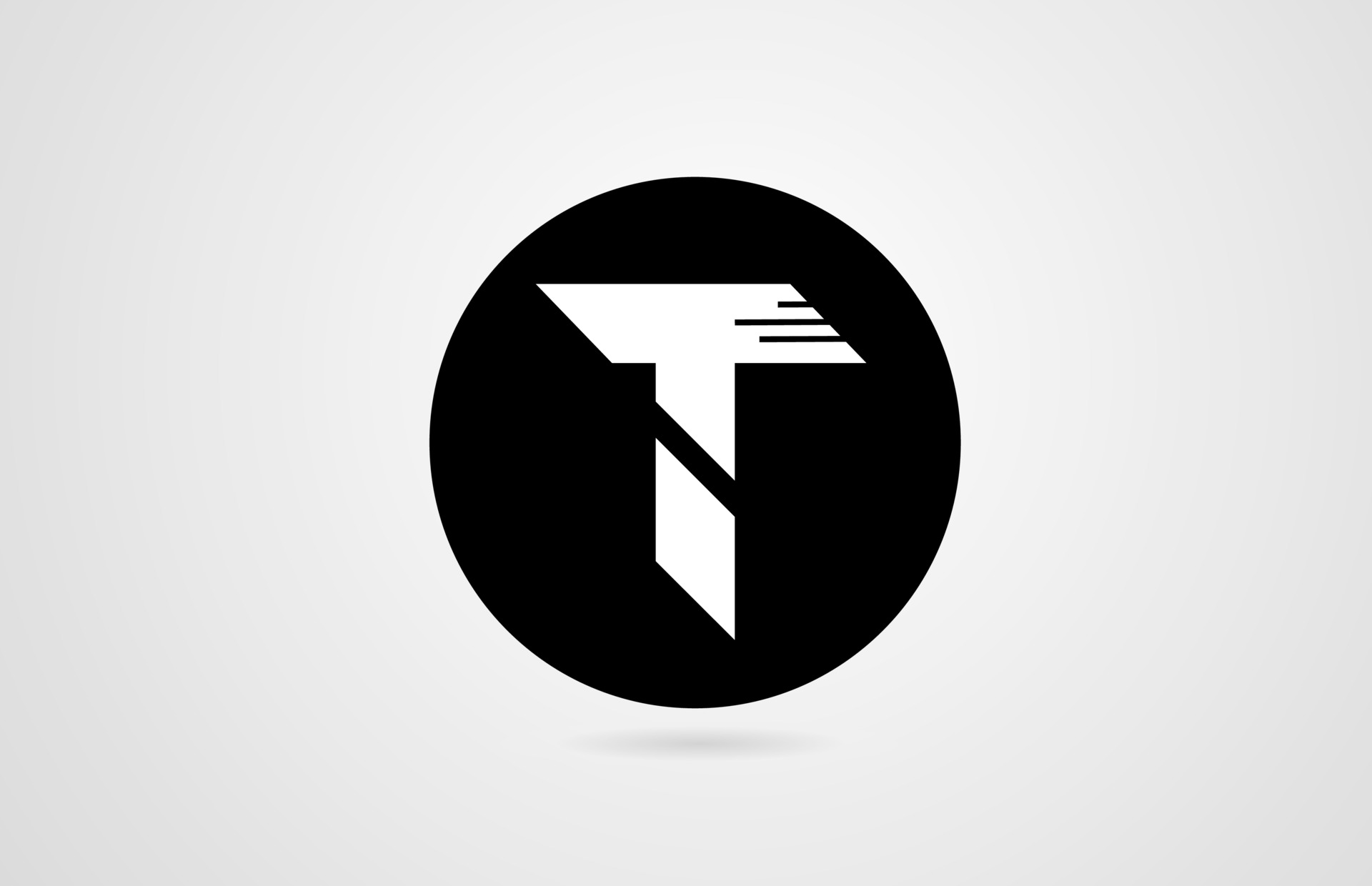 T white alphabet letter black circle company business logo icon design
