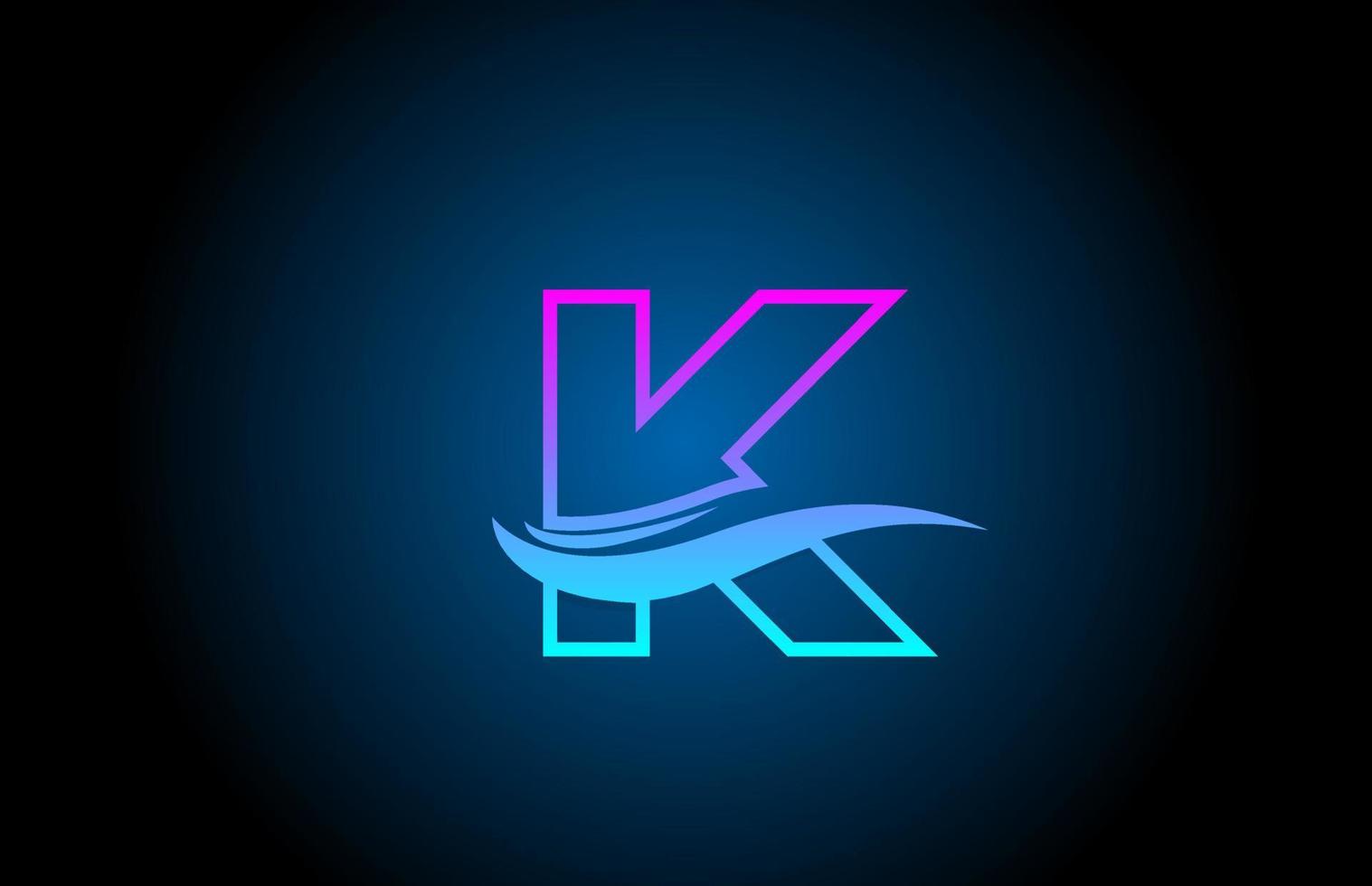 K blue and pink alphabet letter logo icon for business and company with simple line design vector