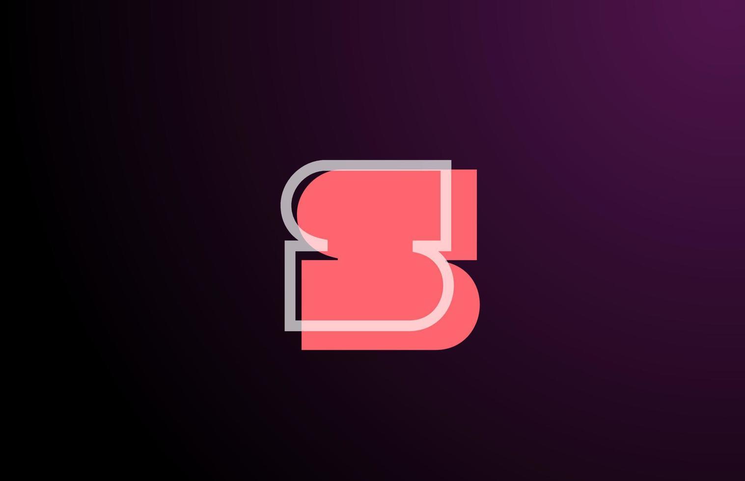 pink black geometric S line alphabet letter logo icon for company. Simple line design for corporate and business vector