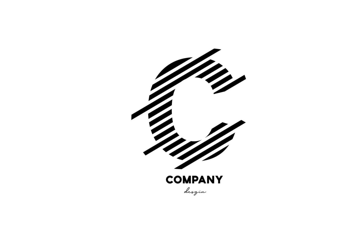 black and white C alphabet letter logo design icon for company and business vector