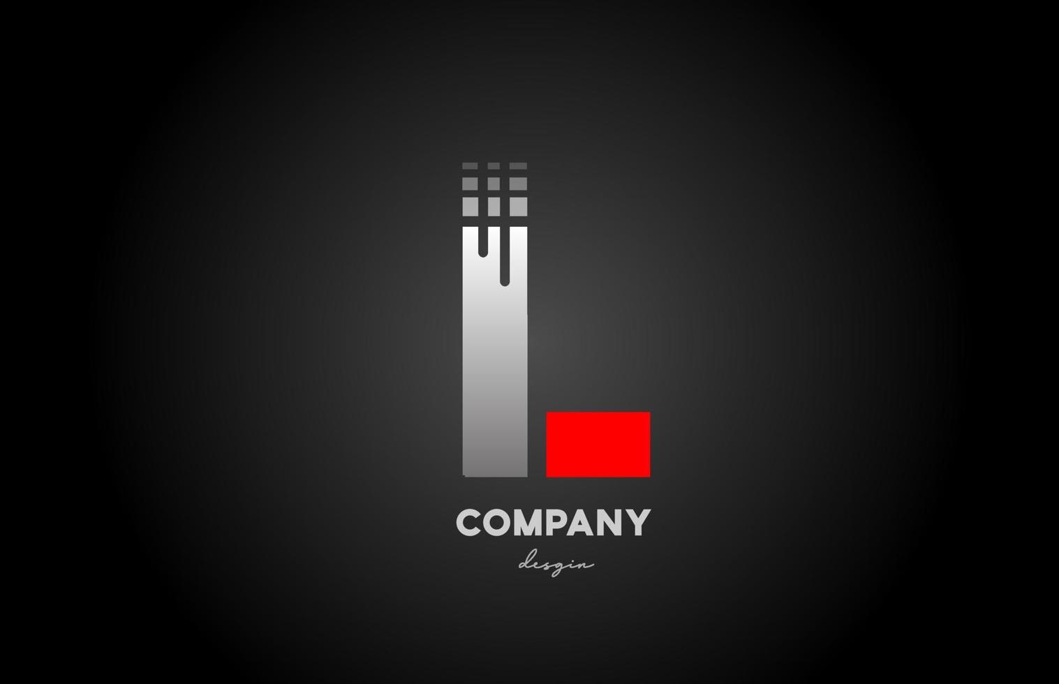 L diseño de icono de logotipo de letra del alfabeto gris rojo para negocios y empresa vector