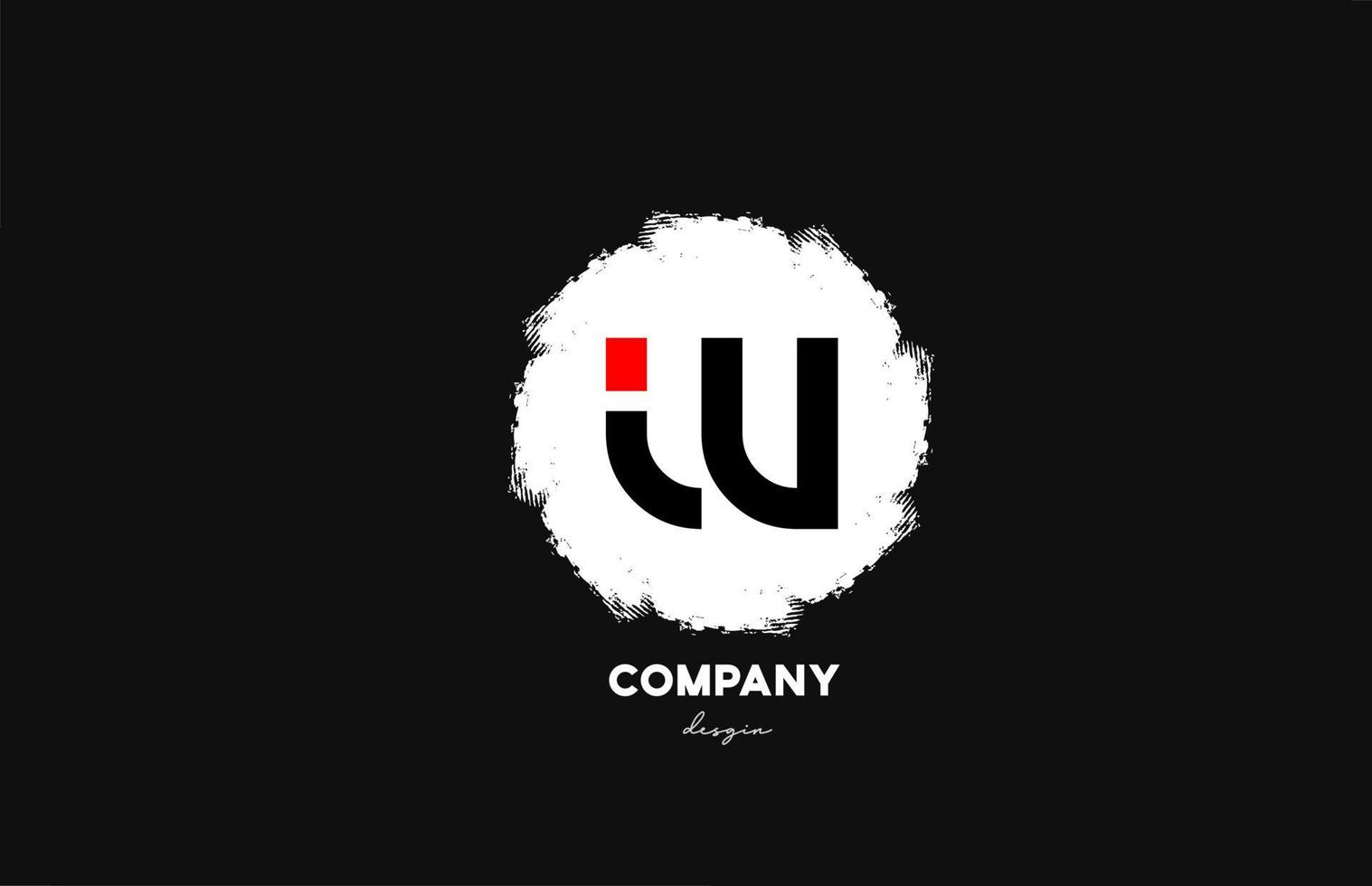 W black red white alphabet letter logo icon with grunge design for company and business vector