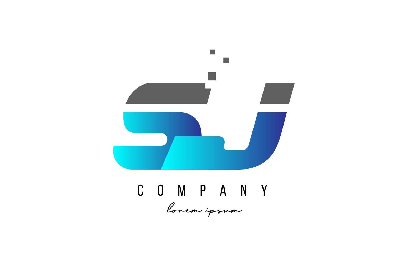 SJ S J alphabet letter logo combination in blue and grey color. Creative icon design for company and business vector