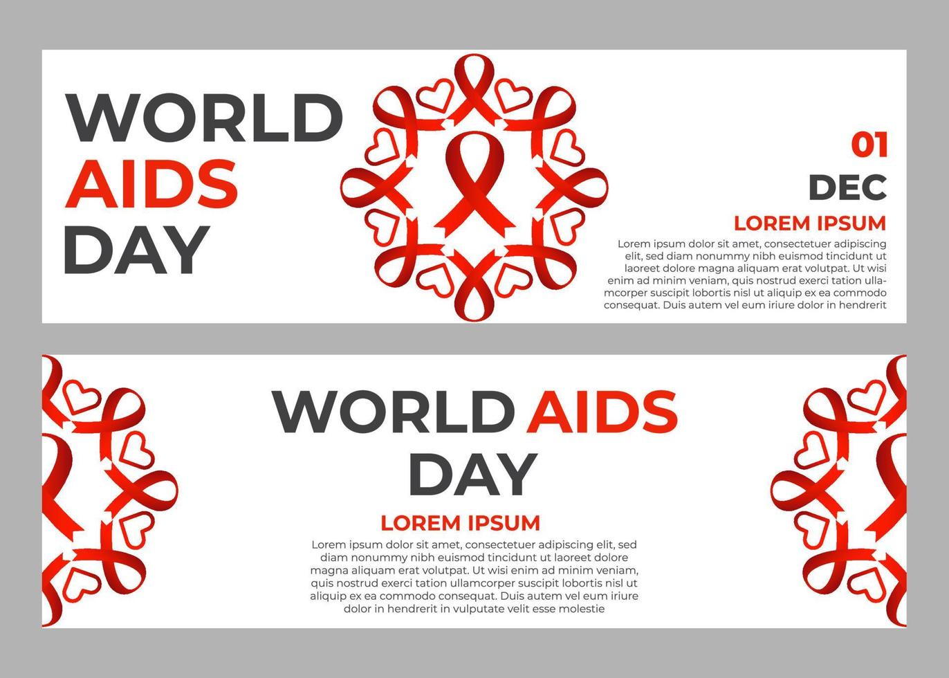conjunto de plantillas de banners del día mundial del sida vector