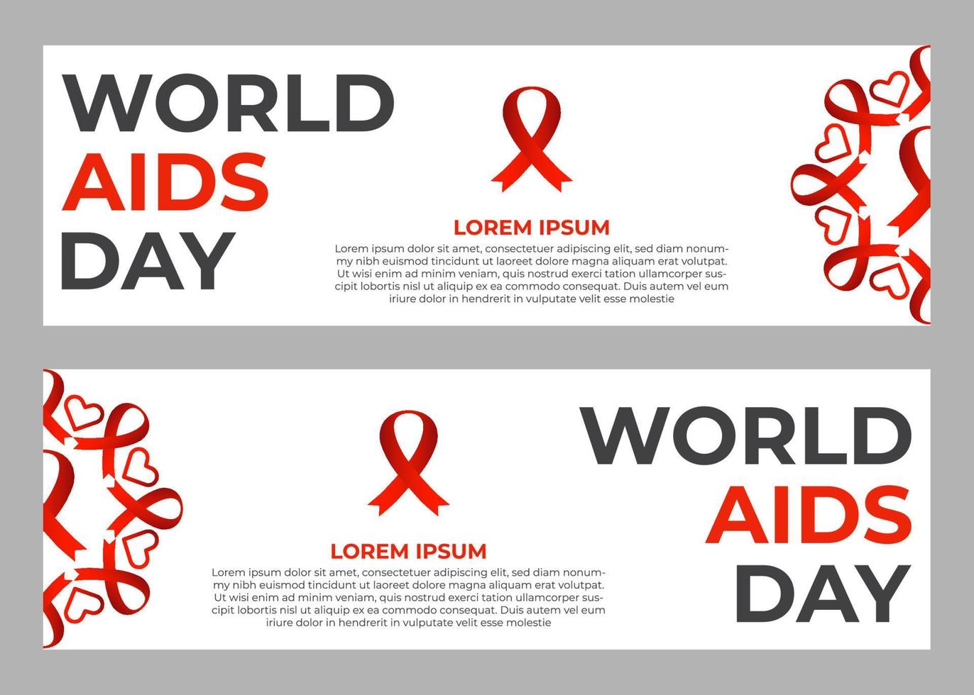 conjunto de plantillas de banners del día mundial del sida vector