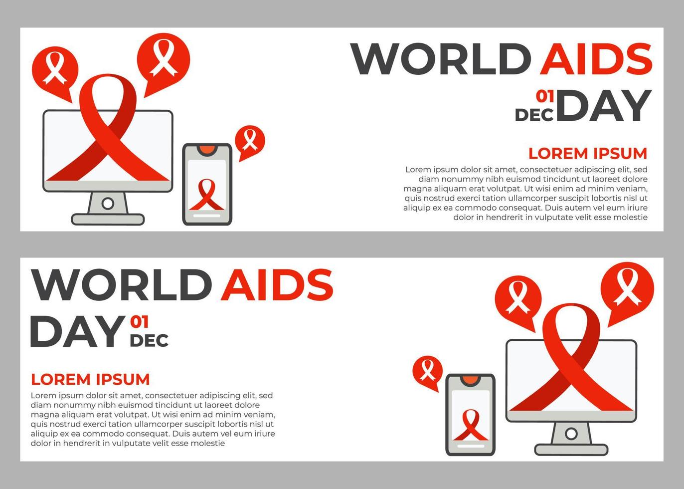 set of world aids day banners template vector