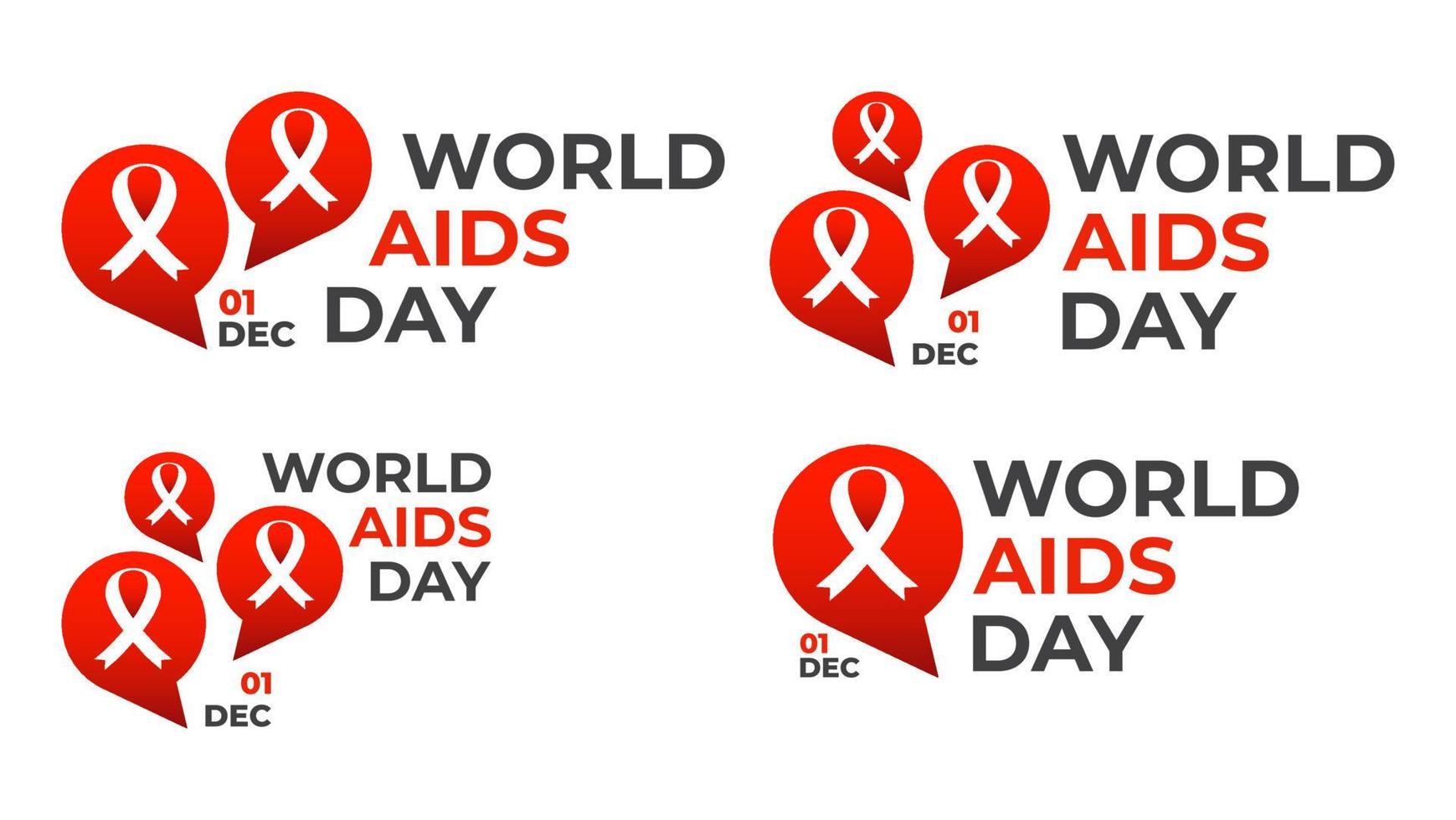 world aids day badges collection. aid ribbon with talk bubble vector