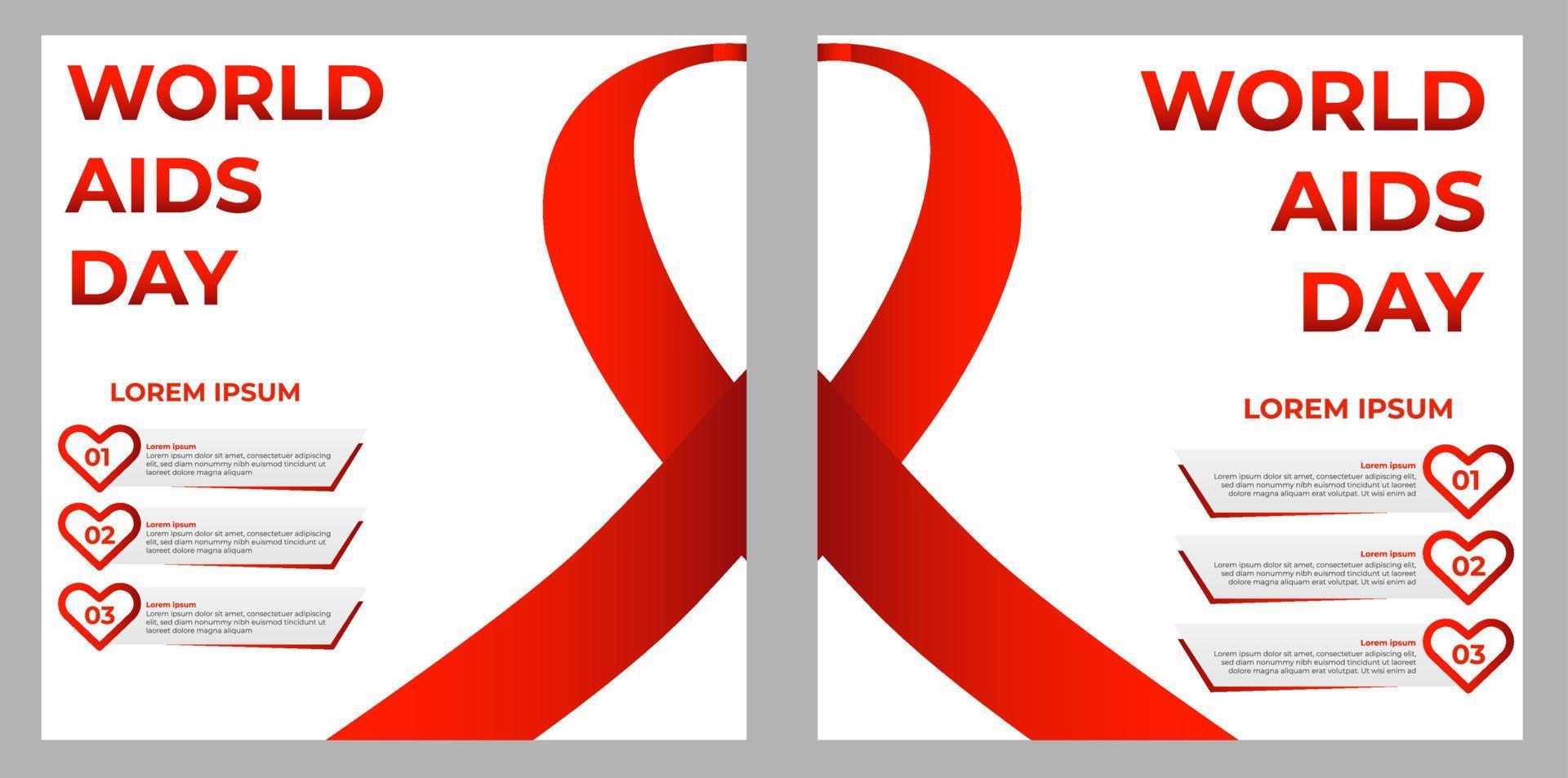 set of world aids day social media post . vector