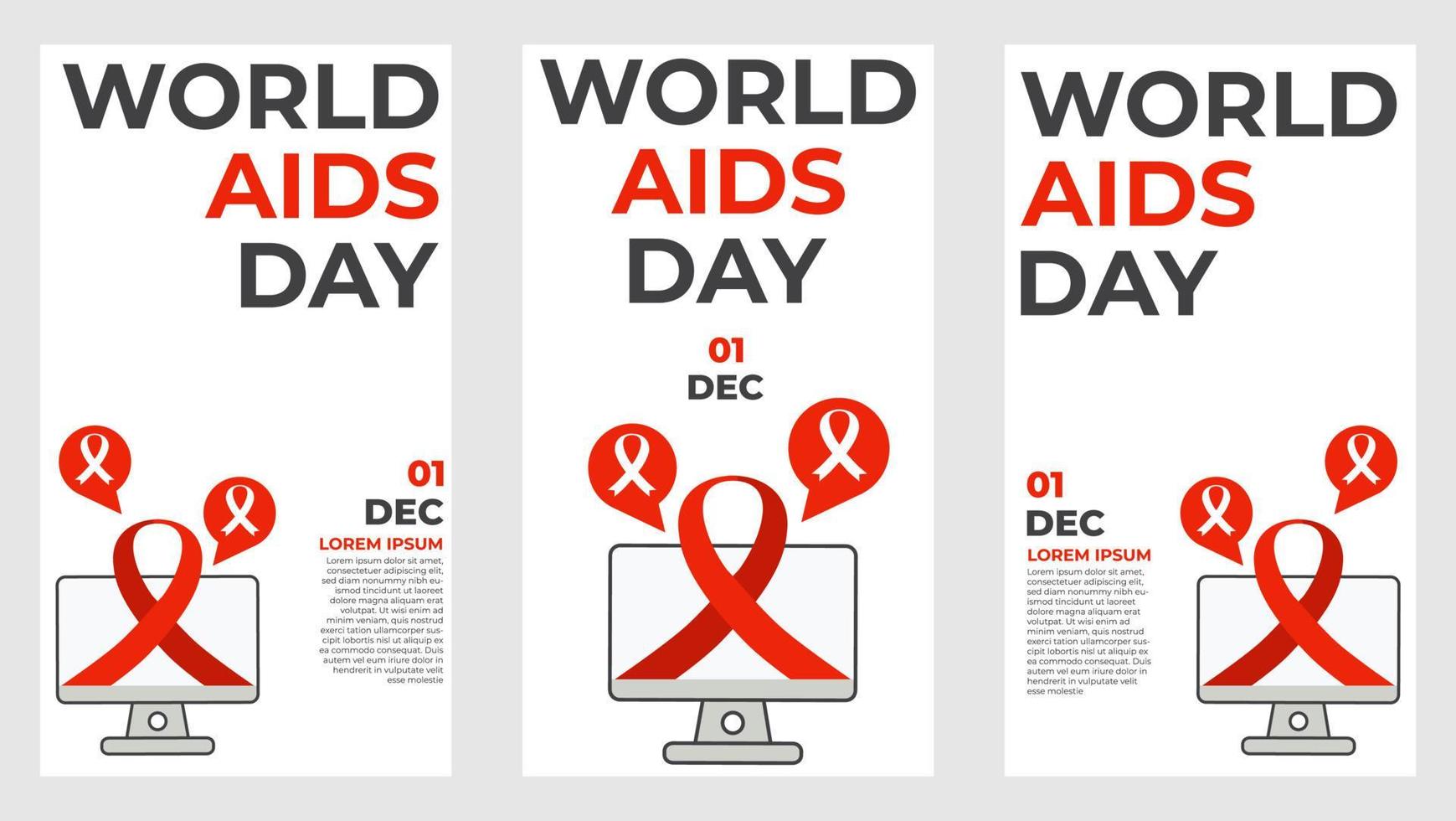 world aids day social media stories collection vector