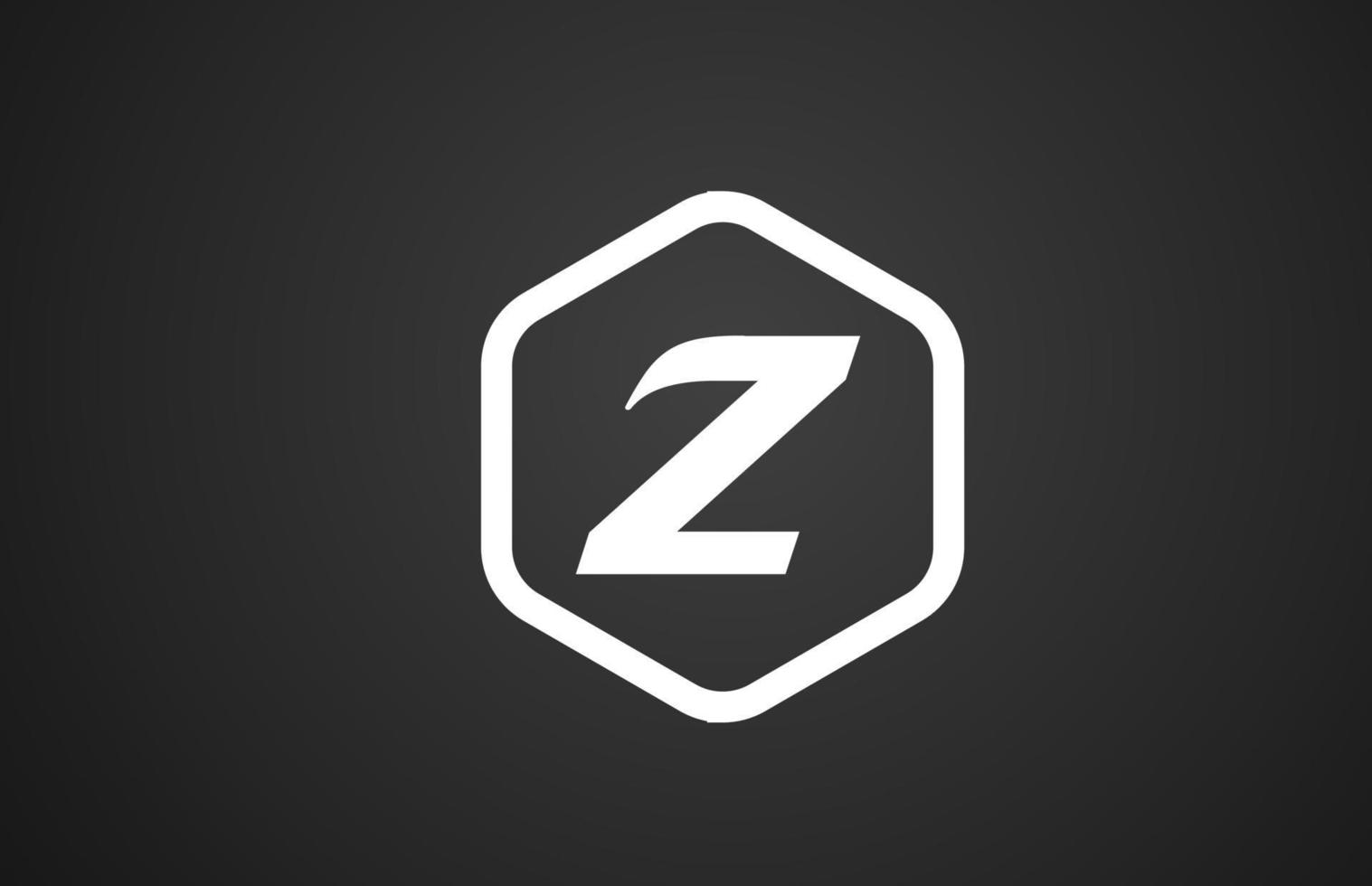 Z diseño de icono de logotipo de letra del alfabeto blanco y negro con rombo para negocios y empresa vector