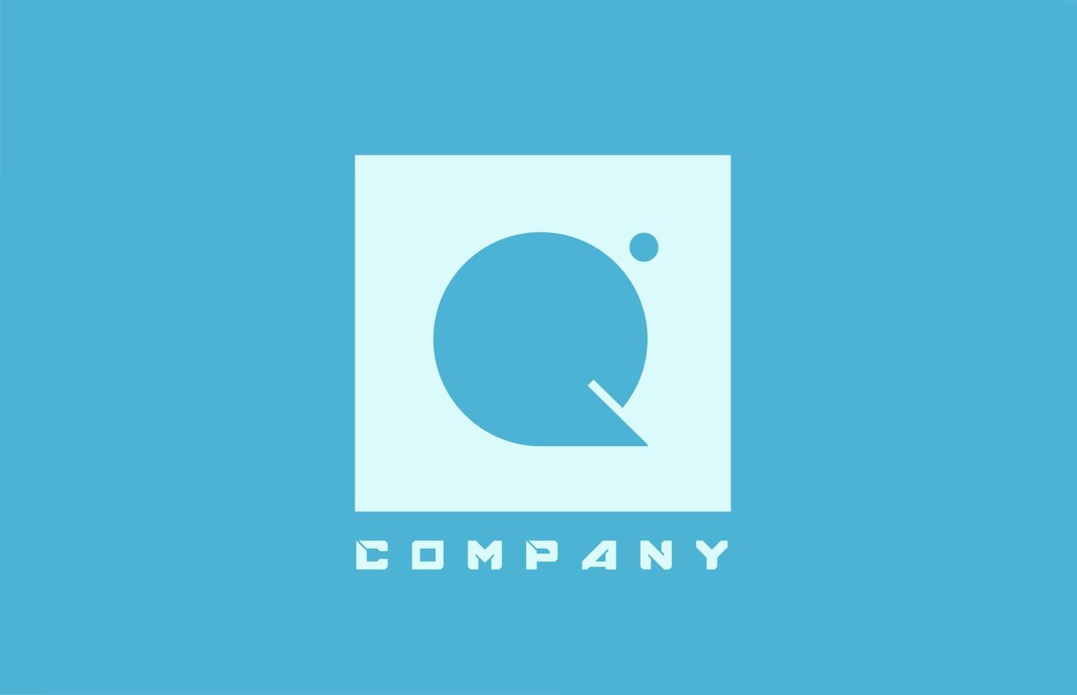 blue white Q alphabet letter logo icon for business and company with dot design vector
