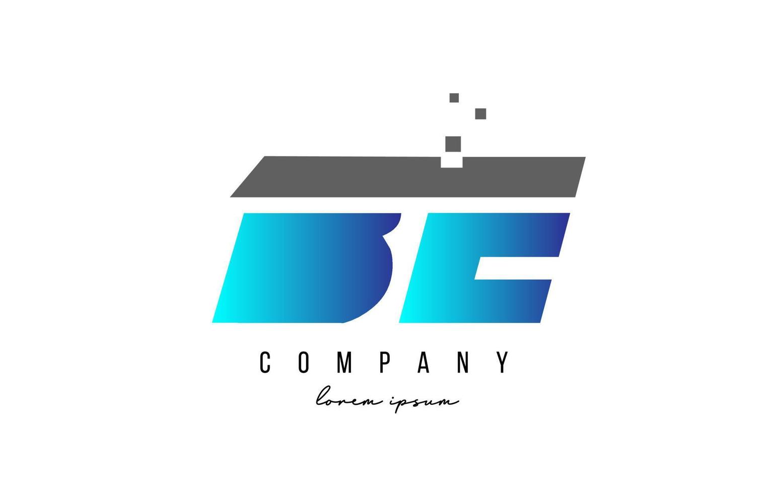 BE B E alphabet letter logo combination in blue and grey color. Creative icon design for company and business vector