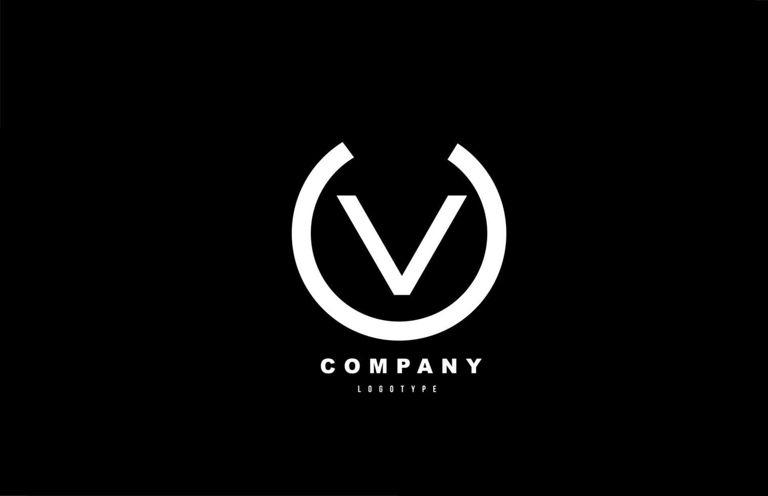 V white and black letter logo alphabet icon design for company and business vector