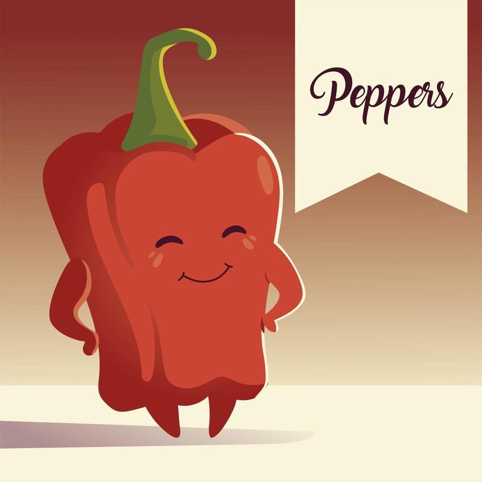 vegetable kawaii cartoon cute pepper vector