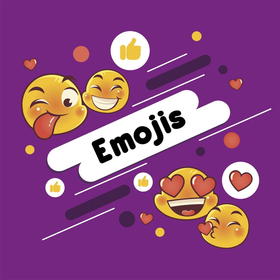 emoji con diferentes emociones dibujos animados divertidos amor beso feliz  3659425 Vector en Vecteezy