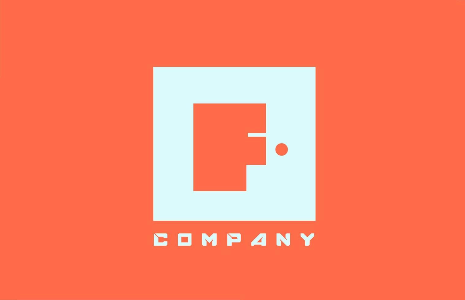 white orange F alphabet letter logo icon for business and company with dot design vector