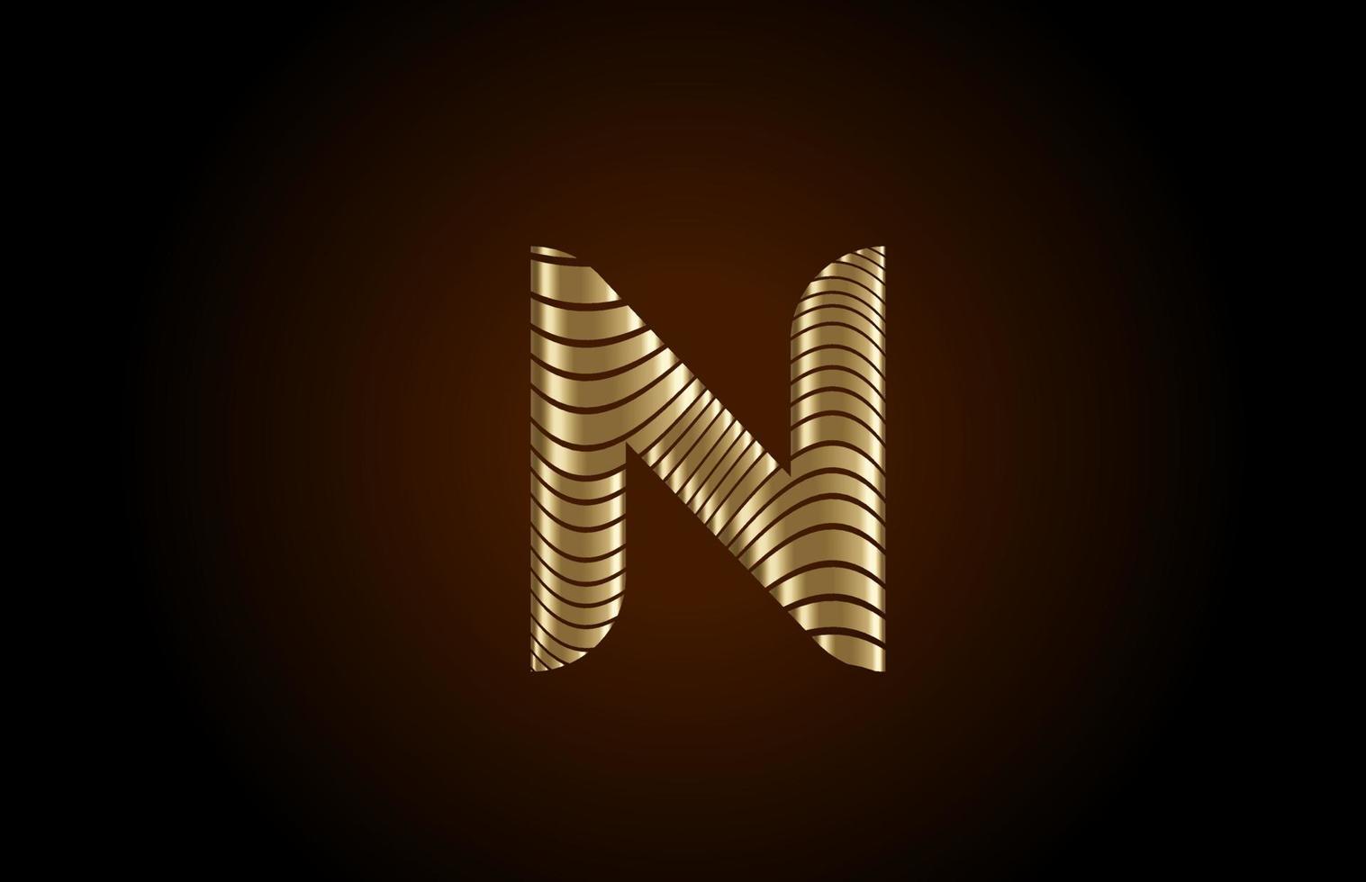 n icono de logotipo de letra del alfabeto amarillo para empresa. Diseño de línea de oro metálico para una identidad de lujo. vector