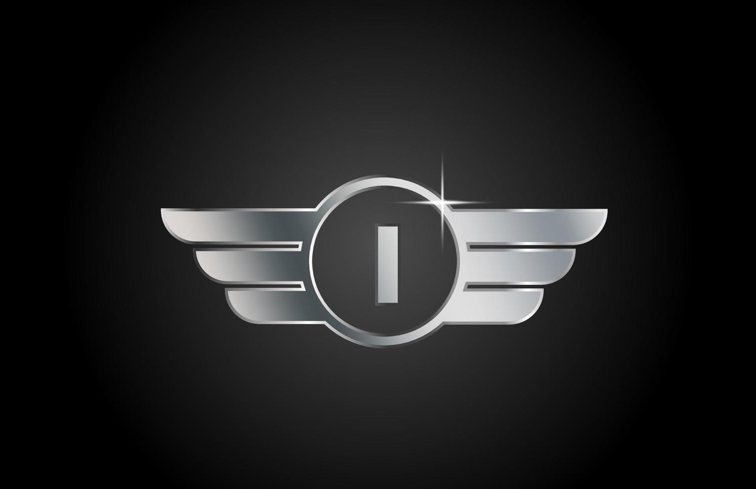 I icono del logotipo de la letra del alfabeto para empresas y empresas con diseño de alas vector