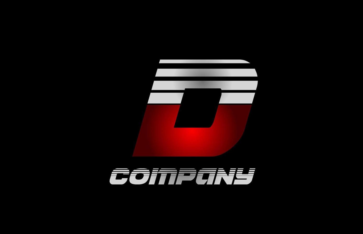 D red grey black alphabet letter logo icon design for business and