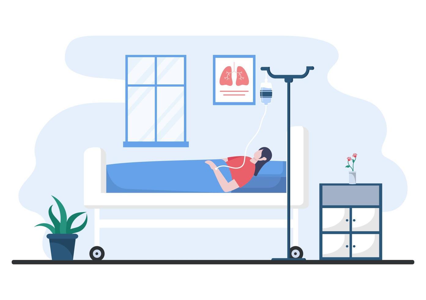 Doctor Checking a Patient in Hospital Room Background Vector Illustration. Medical Treatment With Patients For Healthcare, Consultation and Examination Health