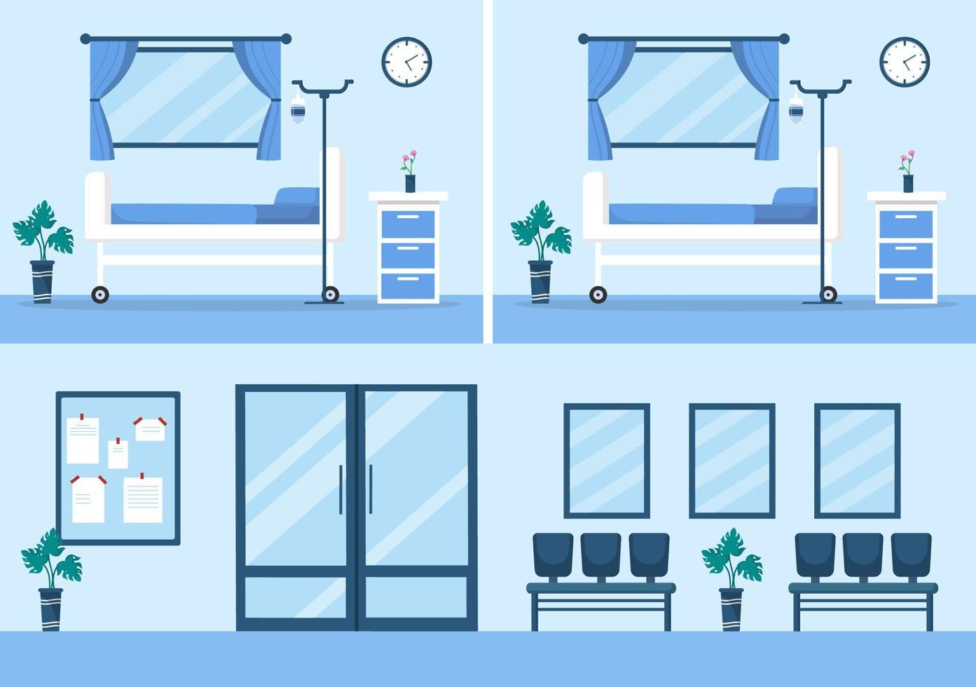 Doctor Checking a Patient in Hospital Room Background Vector Illustration. Medical Treatment With Patients For Healthcare, Consultation and Examination Health